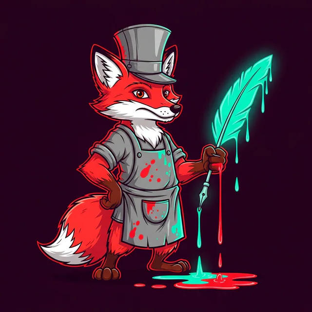 Inkardo the inkmaster fox mascot